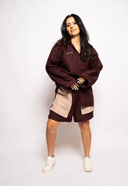 Duo-Color Burgundy Unisex Co-ord Set