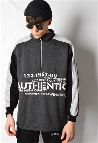 VINTAGE 90S GREY 1/3 ZIPPER SWEATSHIRT