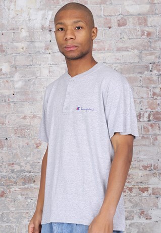 VINTAGE CHAMPION BIG LOGO SPELL OUT T-SHIRT GREY