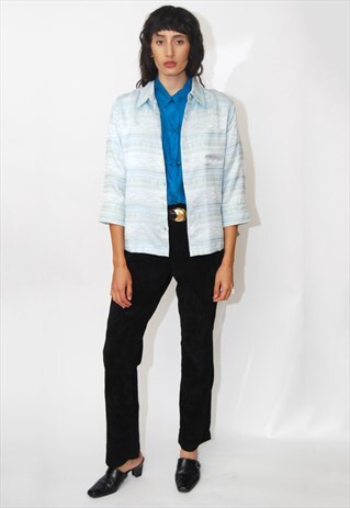 90S GEOMETRIC BLOUSE (S) VINTAGE PASTEL GREEN JACKET PATTERN