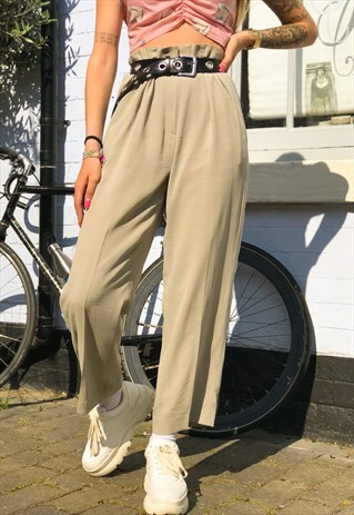 VINTAGE CREAM HIGH WAISTED TROUSERS