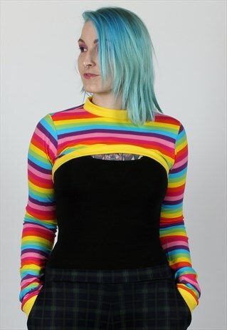 RAINBOW STRIPE SWEATER SHRUG