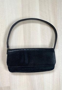 Vintage 90's/Y2K Black Croc Print Handbag