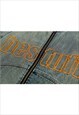 DENIM VARSITY JACKET BLEACHED JEAN COLLEGE BOMBER IN BLUE