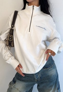 Vintage 00s Sergio Tacchini White Quarter Zip Sweatshirt