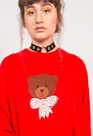 VINTAGE 90'S RED BEAR CUTE SWEATSHIRT