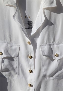 Vintage white embroidered viscose oversized shirt,blouse