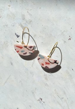 Handmade Pink Terrazzo Dangle Earrings Modern Hypoallergenic