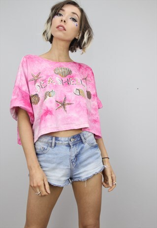VINTAGE TIE DYE FESTIVAL OVERSIZED CROP TOP
