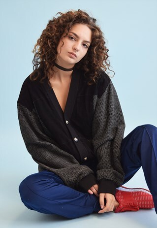 90'S RETRO GENUINE SUEDE & KNIT OVERSIZED DADS JACKET