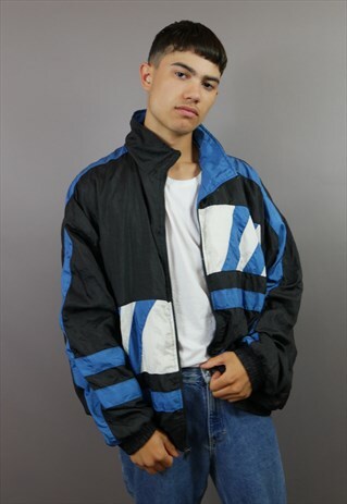 BLUE, BLACK & WHITE FESTIVAL SHELL JACKET