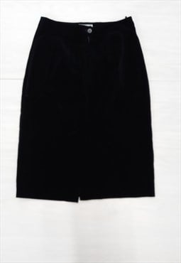 Vintage Pencil Skirt Black Velvet