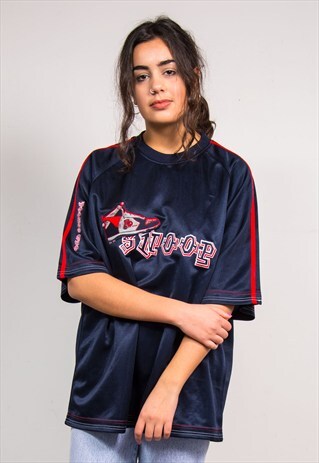 VINTAGE 90'S NAVY SNOOP DOGG SPORTS JERSEY TOP T-SHIRT