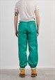 VINTAGE 90S ELECTRIC GREEN PADDED WINTER PANTS MEN M/L
