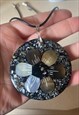 LARGE OVERSIZED SHELL FLOWER PENDANT NECKLACE