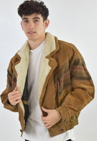 VINTAGE BROWN SUEDE NAVAJO BOMBER JACKET