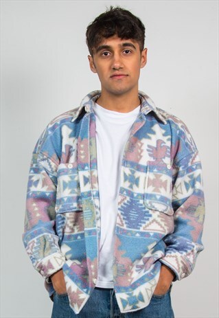 VINTAGE 90S PASTEL AZTEC FLEECE SHIRT