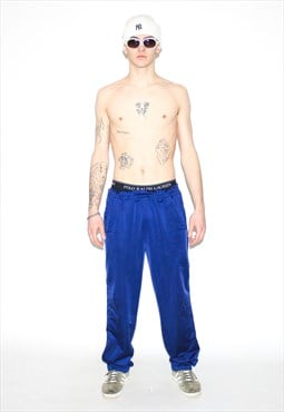 Vintage 90s straight track joggers in blue