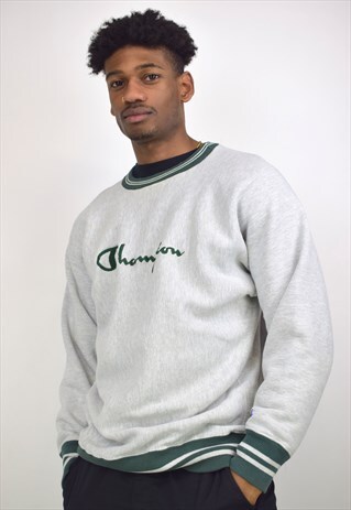 VINTAGE 90S CHAMPION GREY GREEN SWEATSHIRT