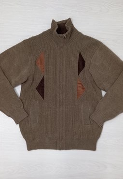 Vintage 80s Raphael Valencino Jacket Khaki Acrylic Knit
