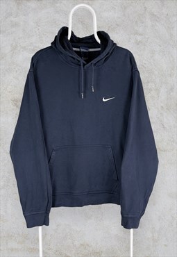 Vintage Nike Hoodie Navy Blue Embroidered Swoosh Mens XXL