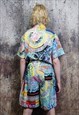 FLUORESCENT FLOWER SHORTS ROSE PRINT CROP BOARD PANTS YELLOW