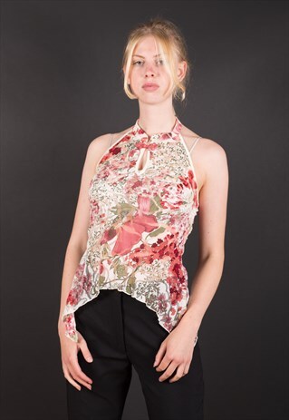 FLORAL HALTER TOP BY PRADA