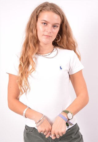 VINTAGE RALPH LAUREN T-SHIRT TOP WHITE