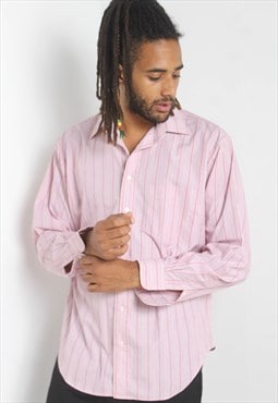 Vintage 80s Striped Smart Oxford Shirt Pink