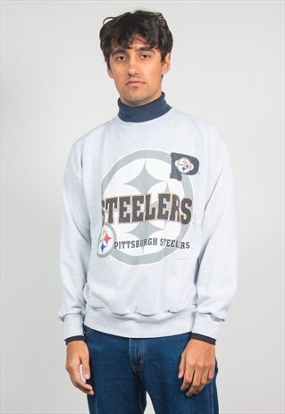 VINTAGE NFL SWEATSHIRT PITTSBURGH STEELERS ROLL NECK