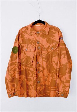 Vintage 90s British Orange Army Jacket Shirt Camo Reworked
