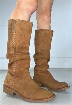 Vintage 90s Bronx Boots Cowgirl Western Chunky Cowboy Y2k