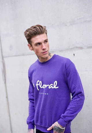 LARGE GRAPHIC JUMPER PULLOVER SWEATER - PURPLE
