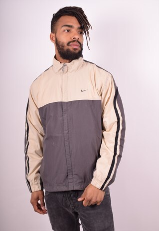 NIKE MENS VINTAGE TRACKSUIT TOP JACKET LARGE GREY 90S