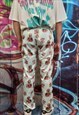 ANGEL PRINT JOGGERS PASTEL WASH PANTS JESUS OVERALLS IN BLUE