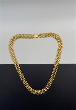 Vintage 80s Braid Necklace Gold 