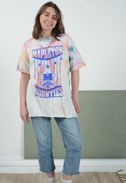 Vintage 90s Tie Dye USA Print T-shirt Size L