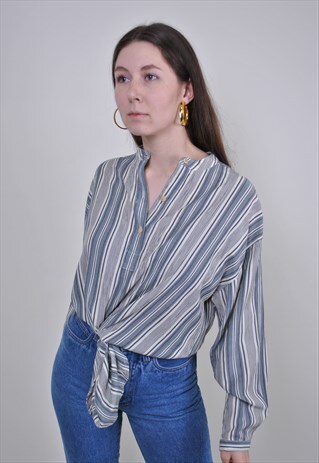 80S STRIPED HERITAGE SHIRT, VINTAGE BOHO WORK BUTTON DOWN
