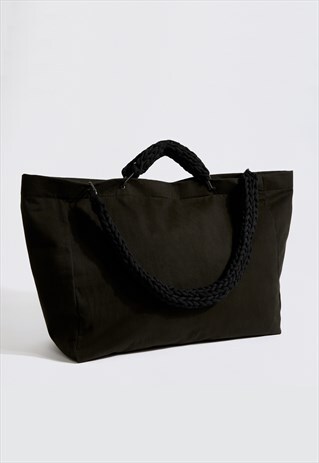 MAMA OVER-SIZED GYM/ YOGA TOTE BAG BLACK COTTON