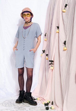 VINTAGE PLAYSUIT 90S POLKA DOT PASTEL JUMPSUIT OVERALL