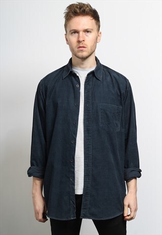 VINTAGE CORDUROY CORD SHIRT BLUE