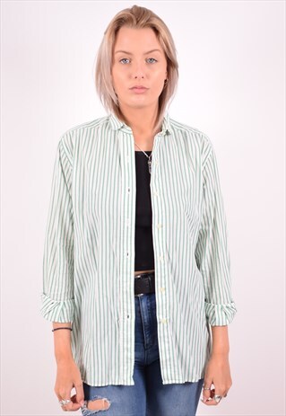 BURBERRY WOMENS VINTAGE SHIRT LARGE GREEN 90S