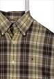 VINTAGE 90'S TOMMY HILFIGER SHIRT LONG SLEEVE CHECK BROWN