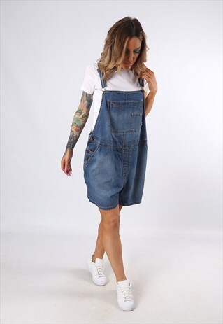MATERNITY DENIM DUNGAREES SHORTS UK 14 (DCQ)