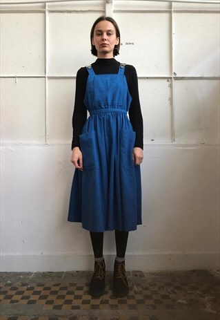 VINTAGE 90' OLDSCHOOL COOL CUTE MIDI BLUE DRESS