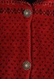 VINTAGE FLEECE JACKET RETRO PATTERN RED LADIES XL