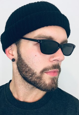 VINTAGE BLACK CLUBMASTER STYLE SLIM SUNGLASSES