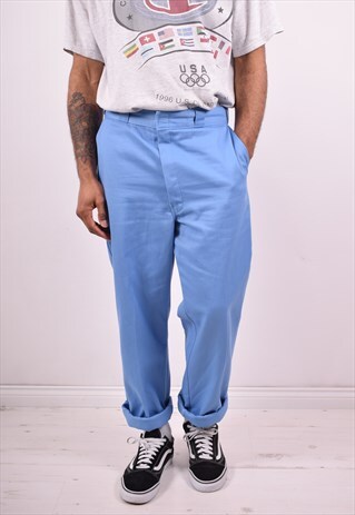 DICKIES MENS VINTAGE TROUSERS W34 L34 BLUE 90S
