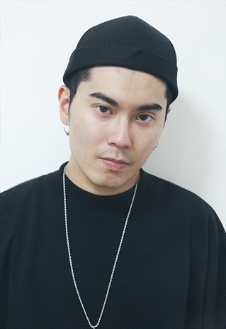 BLACK BRIMLESS CAPS FISHERMAN BEANIE HATS
