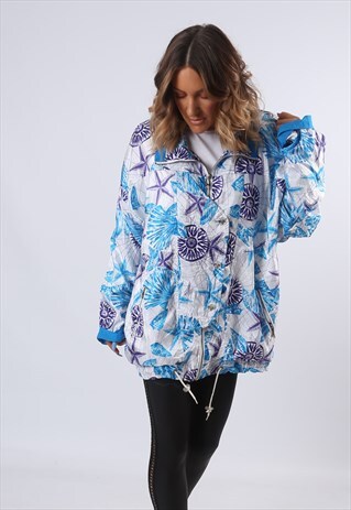 SHELL BOMBER JACKET PRINT OVERSIZED PATTERNED UK 18 (6AC)
